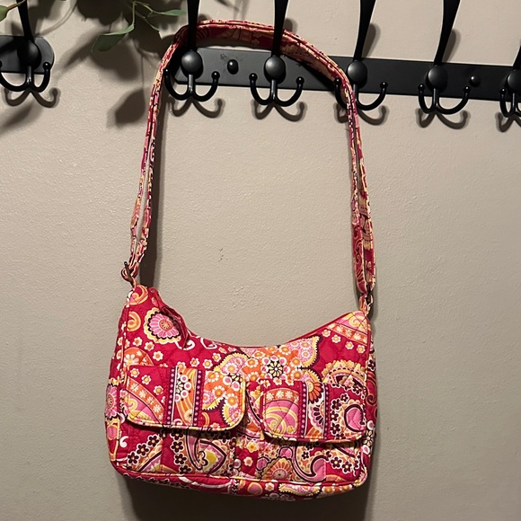 Vera Bradley Handbags - Vera Bradley Red and Orange Patterned Shoulder Bag-Raspberry Fizz Pattern